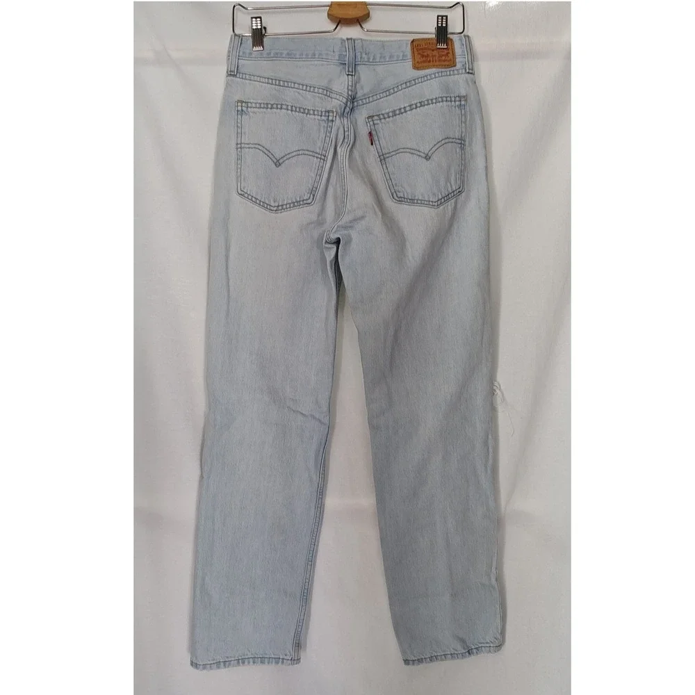 Levi's Low Pro Straight Jeans Light Wash‎ Distressed Ripped Denim Size 27